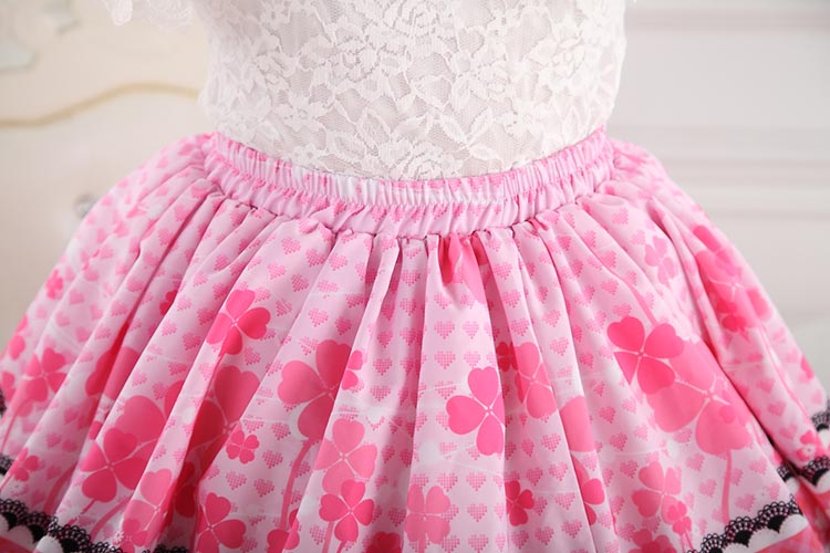 pink sakura cherry blossom sweet lolita skirt pink princess floral flowers ruffled layered petticoat kawaii harajuku japan fashion by kawaii babe