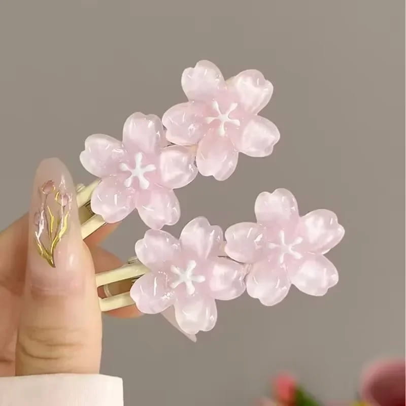 Pink Sakura Hair Clips | Kawaii Cherry Blossom Flower Barrette Set