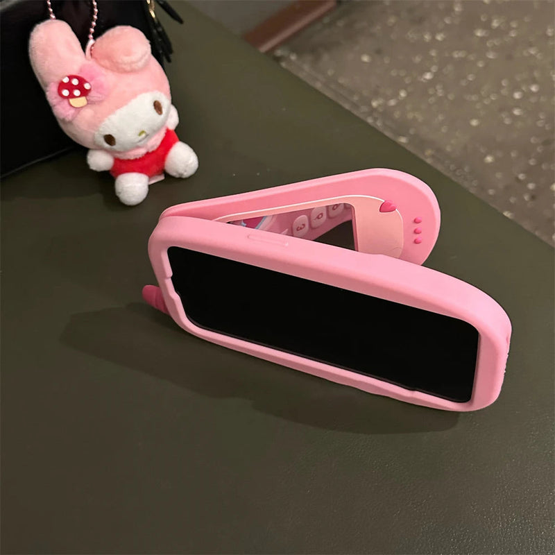 Kawaii pink y2k flip phone iphone case