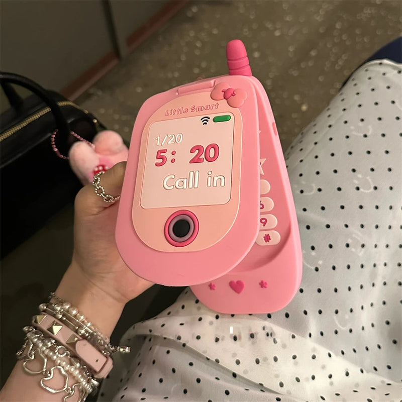 Kawaii pink y2k flip phone iphone case