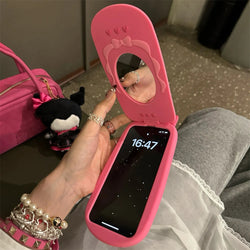 Kawaii pink y2k flip phone iphone case