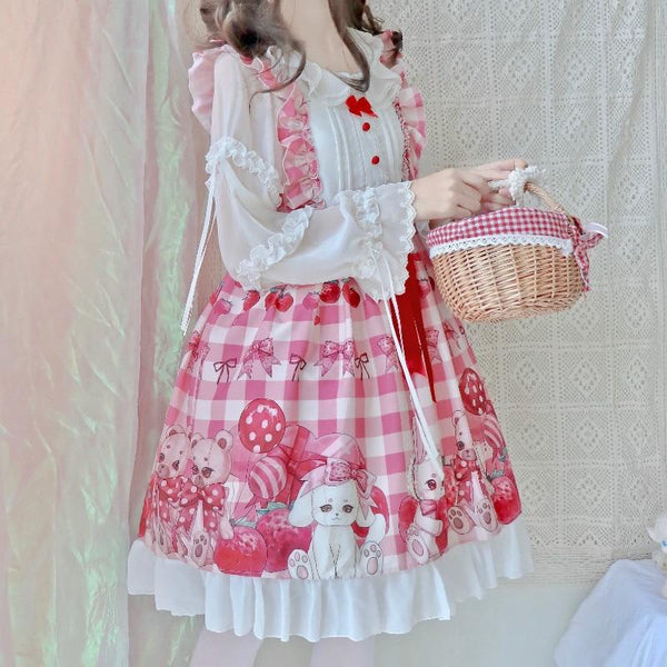 Plaid baby bun dress - bunnies - bunny rabbits - dresses - fairy kei - jsk