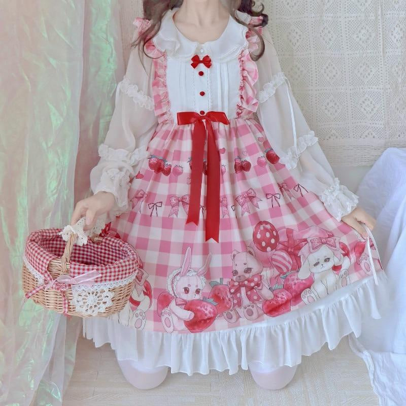 Plaid baby bun dress - bunnies - bunny rabbits - dresses - fairy kei - jsk