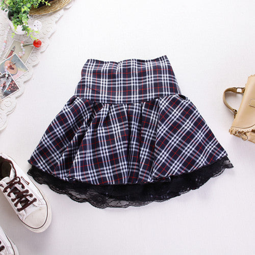 Plaid school girl skirt - checked - cosplay - costume - layered - pastel kei