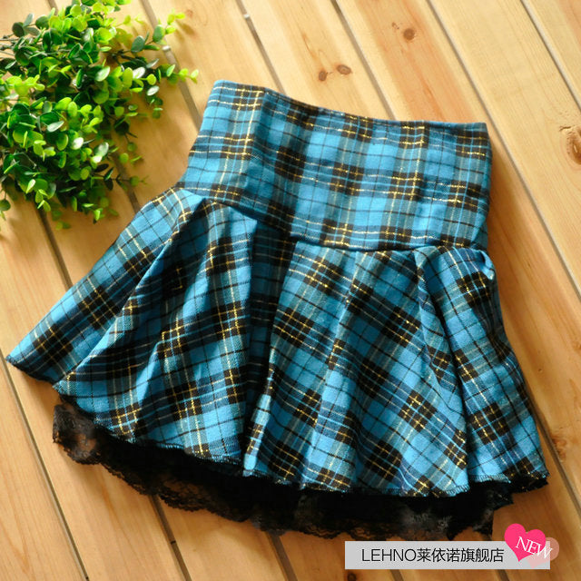 Plaid school girl skirt - checked - cosplay - costume - layered - pastel kei