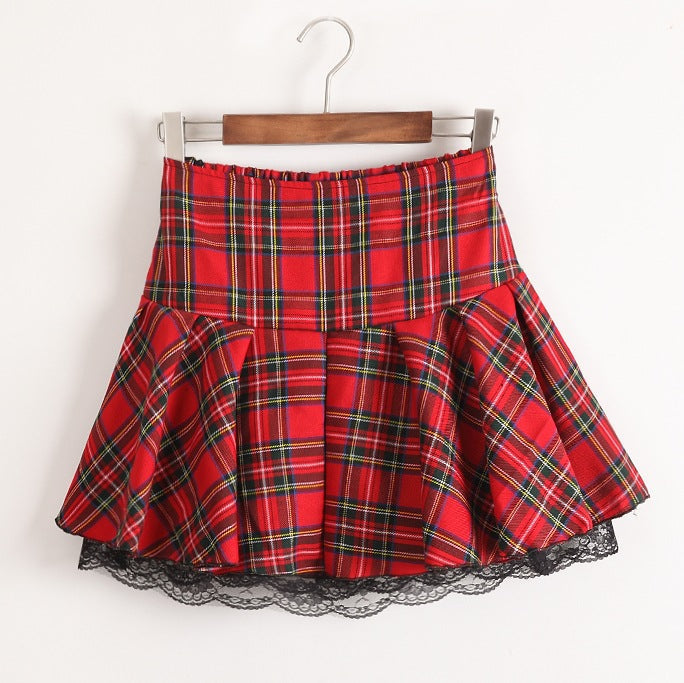 Plaid school girl skirt - checked - cosplay - costume - layered - pastel kei