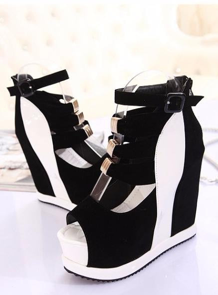 Sky High Platform Peep Toe Sandals Heels Shoes Chunky by Kawaii Babe