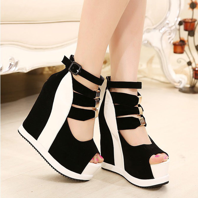 Sky High Platform Peep Toe Sandals Heels Shoes Chunky by Kawaii Babe