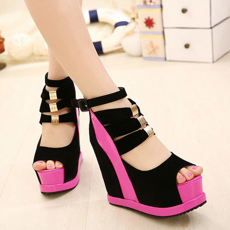 Sky High Platform Peep Toe Sandals Heels Shoes Chunky by Kawaii Babe