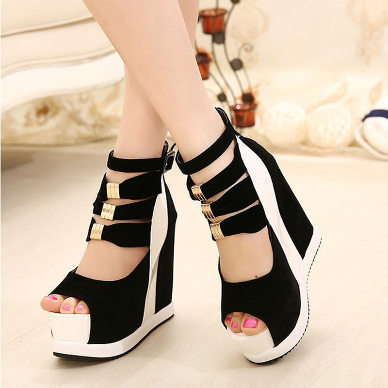 Sky High Platform Peep Toe Sandals Heels Shoes Chunky by Kawaii Babe