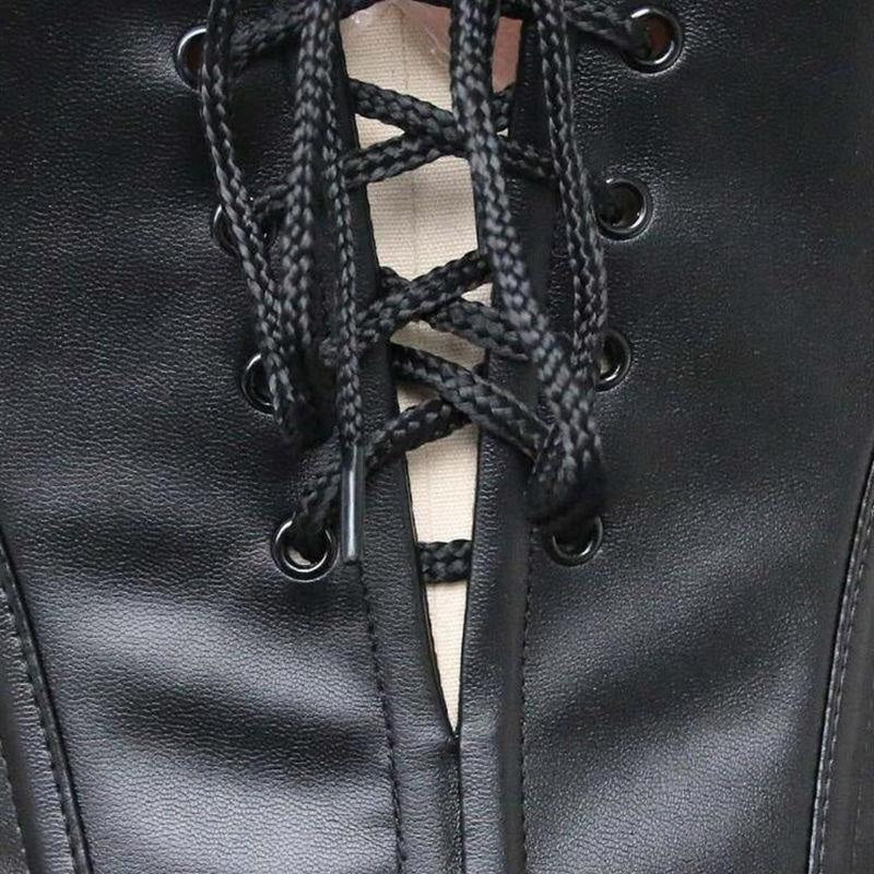 Black Pleather Vegan Leather Dress Corset Plus Size