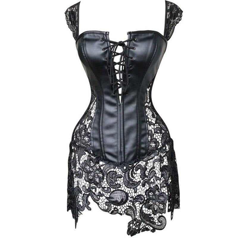 Pleather & Lace Corset Dress (Up to 6XL) Pleather & Lace Corset Dress (Up to 6XL)
