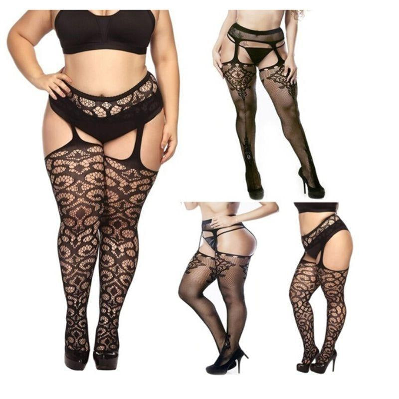 Plus size pantyhose - goth - gothic - lace tights - nylon - nylons