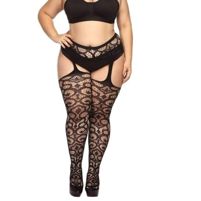 Plus size pantyhose - goth - gothic - lace tights - nylon - nylons