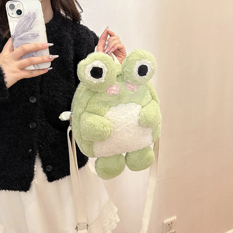Frog Backpack Cute Plush Backpacks Cartoon Frog Mini Backpack With