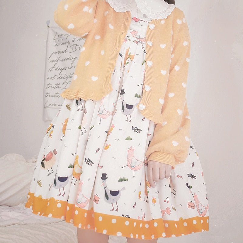 Polkadot heart knit cardigan - cardigan - fairy kei - kawaii - long sleeve - sleeves