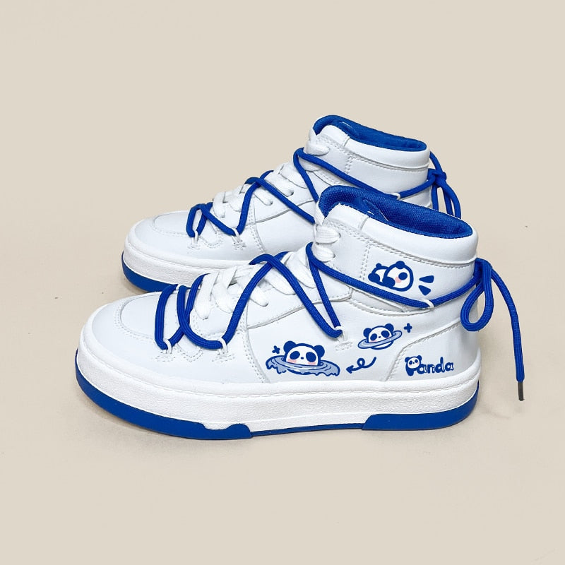 Poolside panda casual sneakers - bear - blue - footwear - kawaii - shoes