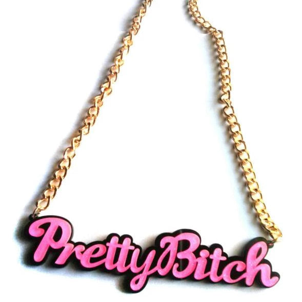 Pretty bi*ch statement necklace - adjustable - length - barbie - girl - curse