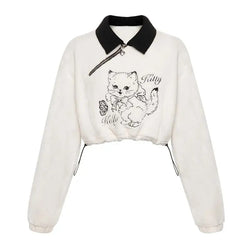 Pretty kitty prepstar outfit - 1990s - 90s - angelcore - cat hoodie - sweater