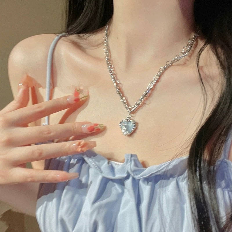 Pretty pink princess necklaces - chain - choker - dollette - fairycore - hearts