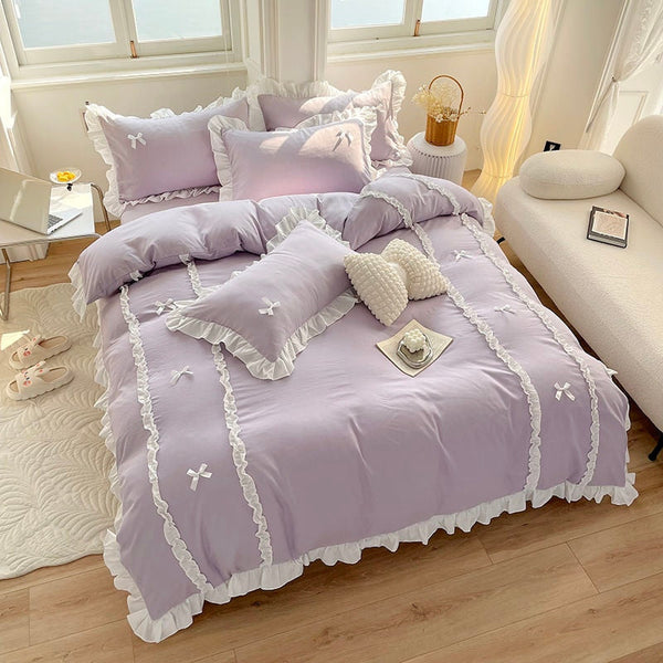 Pretty princess ruffled bedding set - bed - bedding - set - comforter - duvet