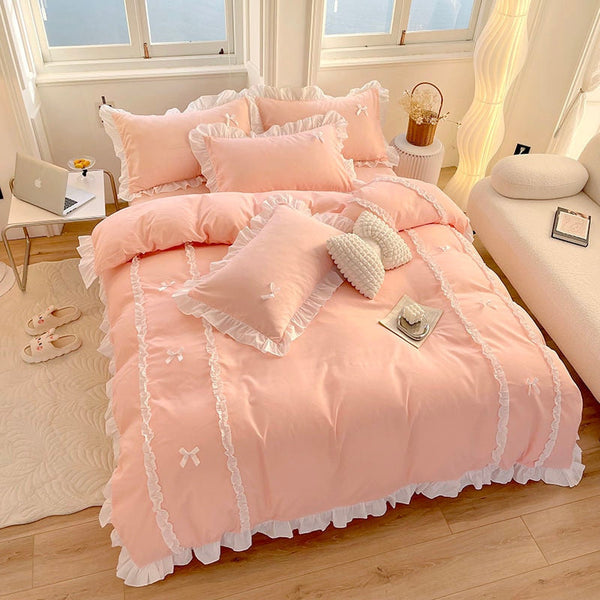 Pretty princess ruffled bedding set - bed - bedding - set - comforter - duvet