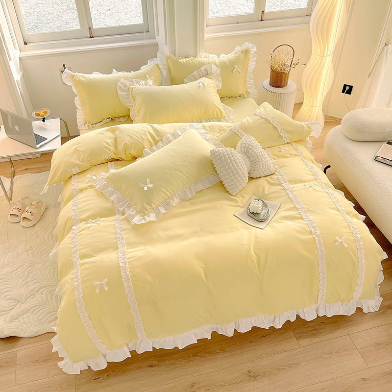 Pretty Ruffle Bedding Pretty Princess Puffy Ruffled Pastel Bedding Set | Kawaii Babe