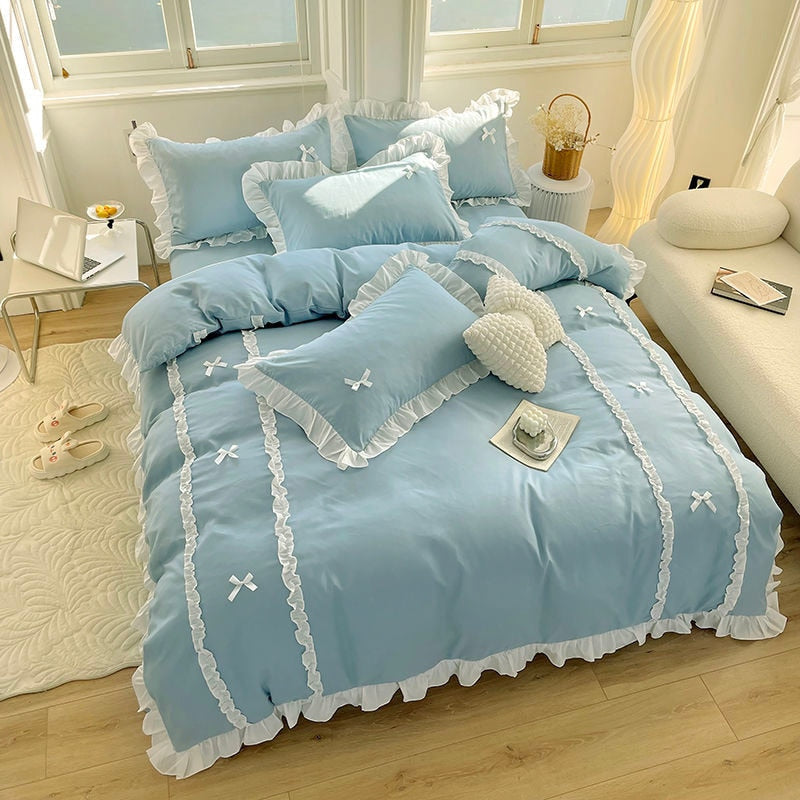 Pretty princess ruffled bedding set - bed - bedding - set - comforter - duvet