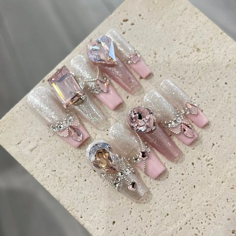 Princess deco press on nails - fake nails - kawaii - long - press