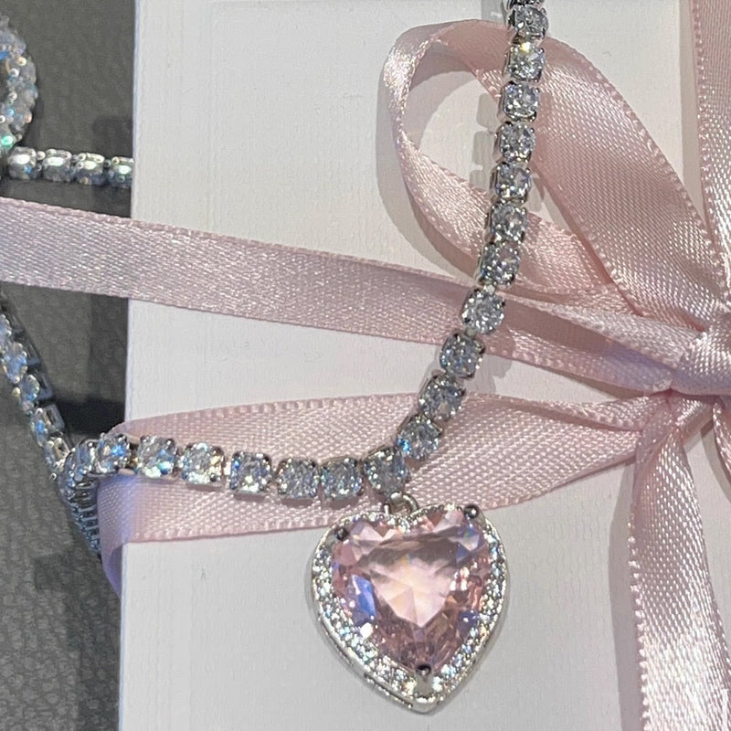 Princess heart necklace - coquette - diamond - dollette - hearts - jeweled