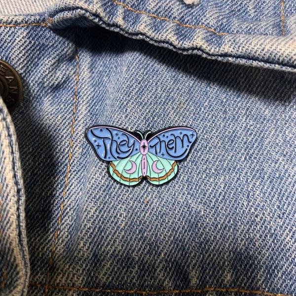 Pronoun butterfly enamel pins - enamel pin - pins - lapel