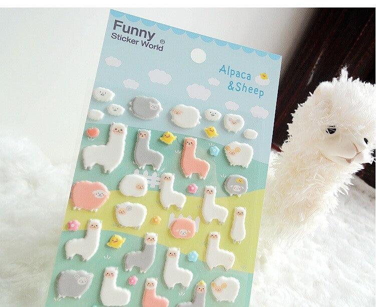 Puffy alpaca stickers - 3d stickers - alpaca - alpacas - alpacasso - llama