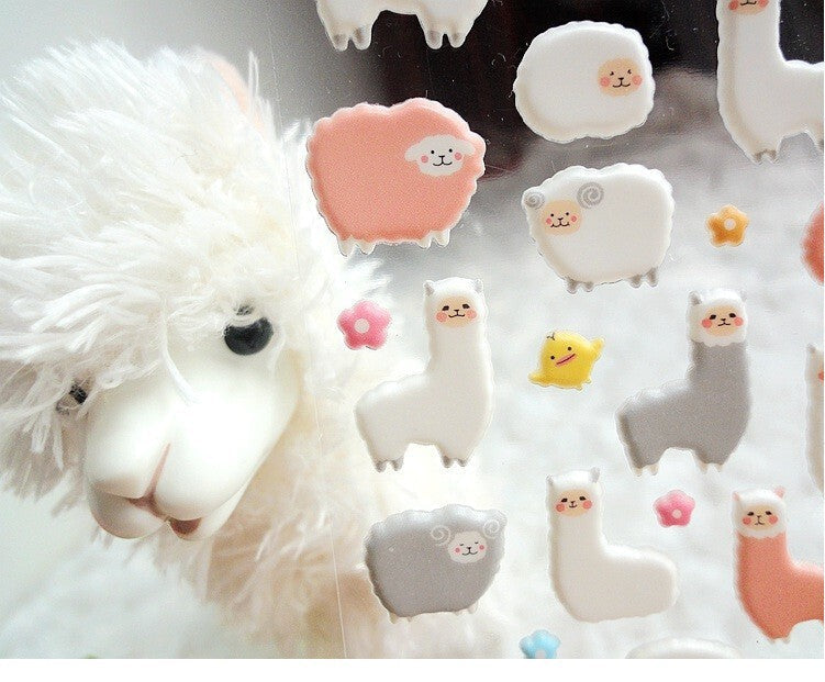 Puffy alpaca stickers - 3d stickers - alpaca - alpacas - alpacasso - llama