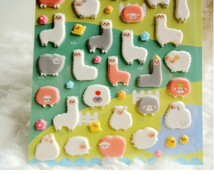 Puffy alpaca stickers - 3d stickers - alpaca - alpacas - alpacasso - llama