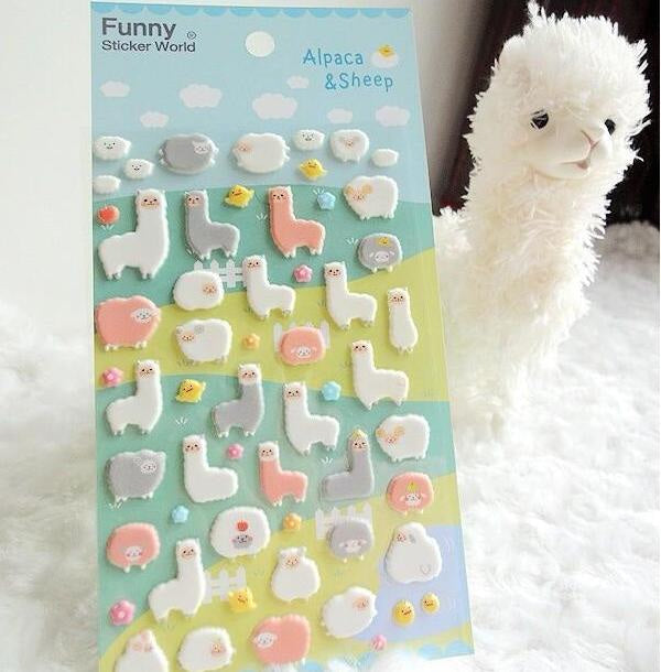 Puffy alpaca stickers - 3d stickers - alpaca - alpacas - alpacasso - llama