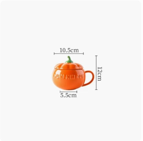 Pumpkin ceramic mug with lid - autumn - bowl - ceramic - fall - gourd