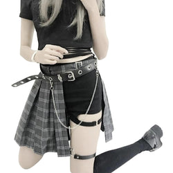 Punk rock pleated skirt - crop top - tops - dark fashion - goth - gothic