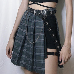 Punk rock pleated skirt - crop top - tops - dark fashion - goth - gothic