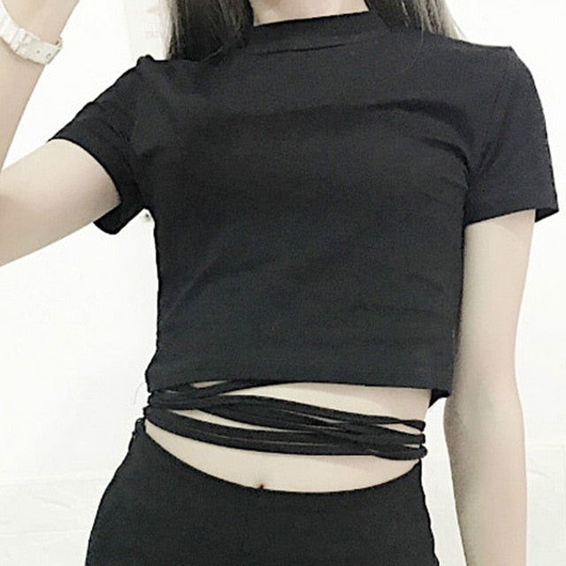 Punk rock pleated skirt - crop top - tops - dark fashion - goth - gothic