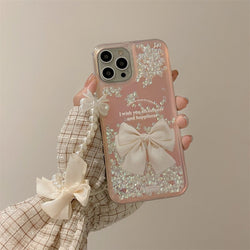 Quicksand ribbon iphone case and lanyard - angelic - fairycore - kawaii - phone case - cover