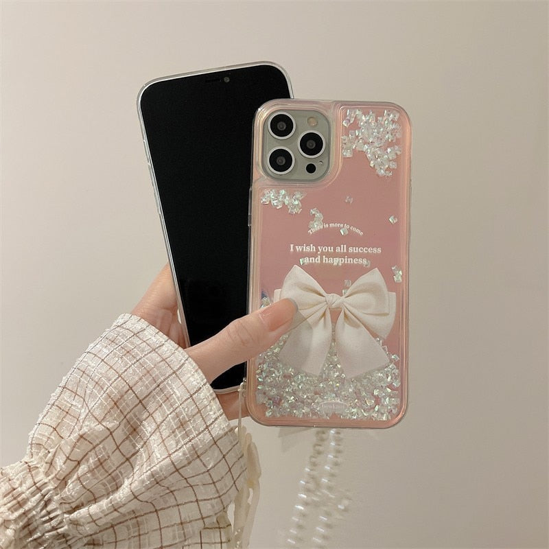 Quicksand ribbon iphone case and lanyard - angelic - fairycore - kawaii - phone case - cover