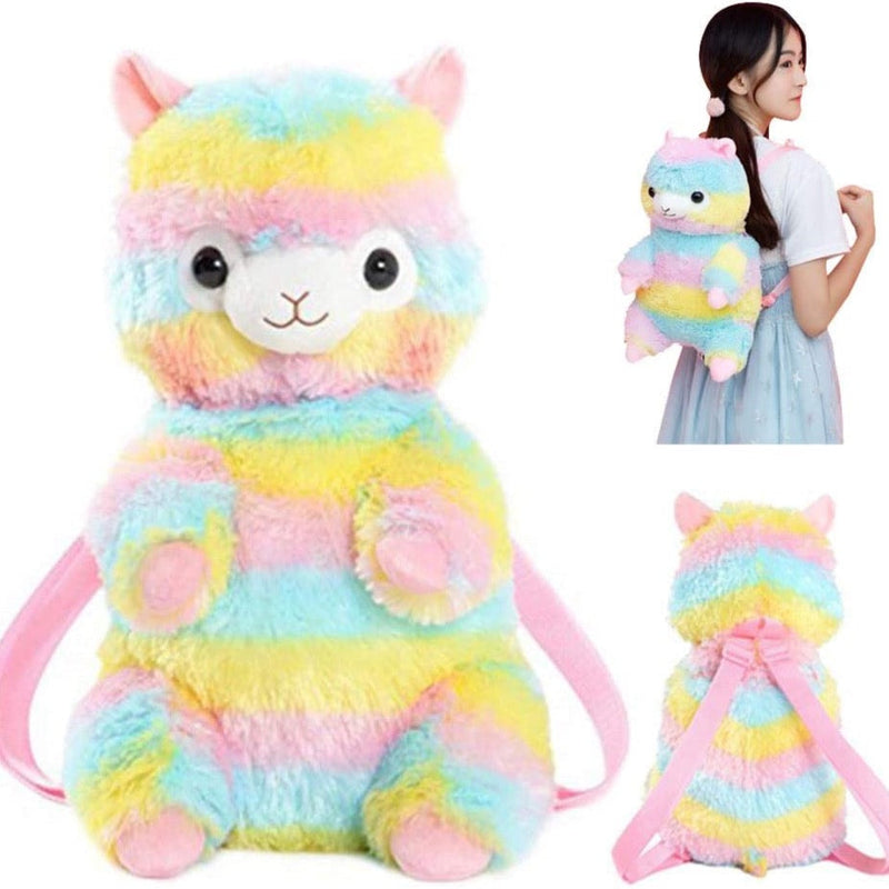 alpaca mini backpack Kawaii Rainbow Alpaca Backpack Alpacasso Plush Toy
