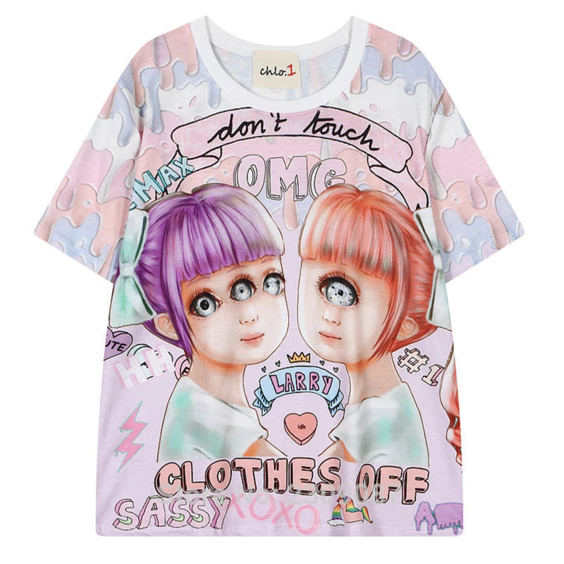 Rainbow explosion tee - curse words - don’t touch - harajuku - fashion