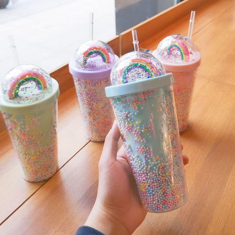 Rainbow sprinkles water bottle - cup - cups - drinkware - kawaii - mug