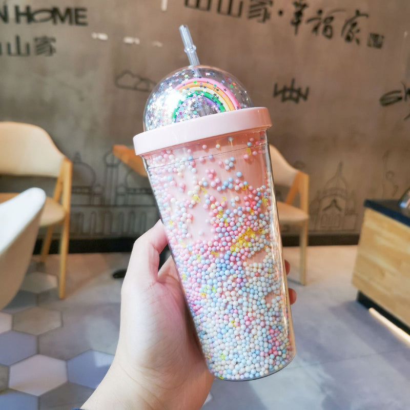 Rainbow sprinkles water bottle - cup - cups - drinkware - kawaii - mug