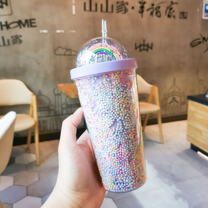 Rainbow sprinkles water bottle - cup - cups - drinkware - kawaii - mug