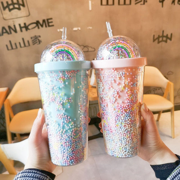 Rainbow sprinkles water bottle - cup - cups - drinkware - kawaii - mug