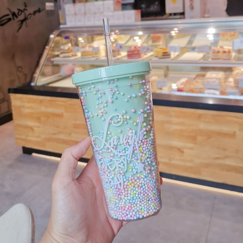 Rainbow sprinkles water bottle - cup - cups - drinkware - kawaii - mug