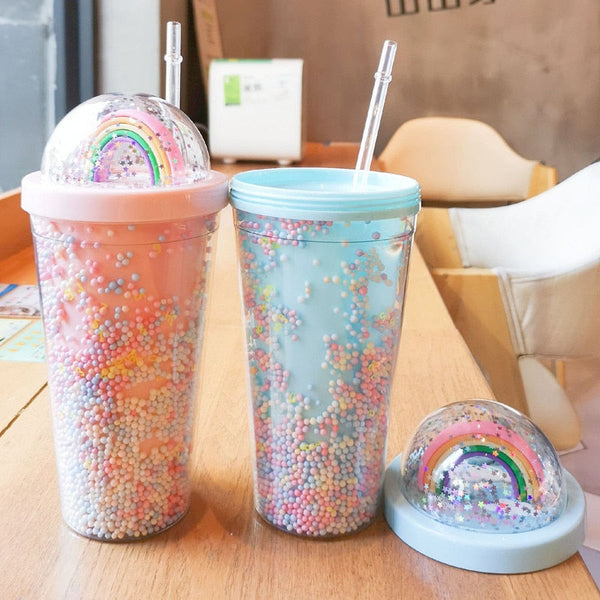 Rainbow sprinkles water bottle - cup - cups - drinkware - kawaii - mug