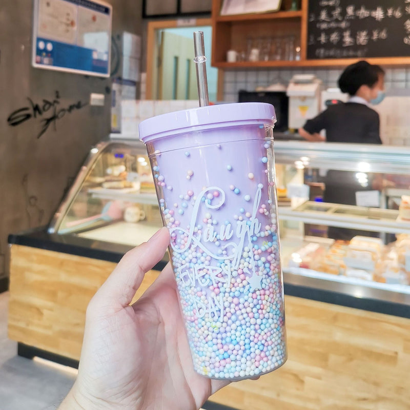 Rainbow sprinkles water bottle - cup - cups - drinkware - kawaii - mug